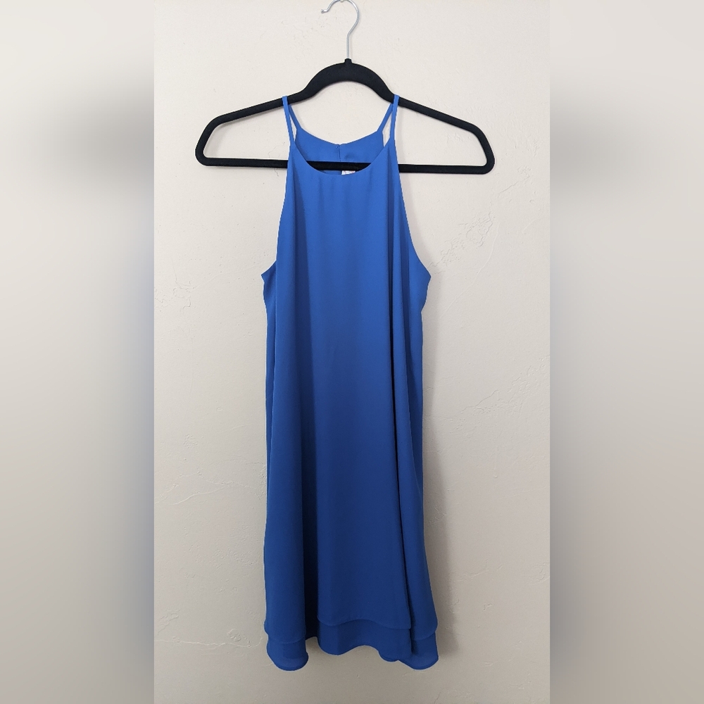 Pink Rose Blue Slip Dress Lined Sleeveless Size M